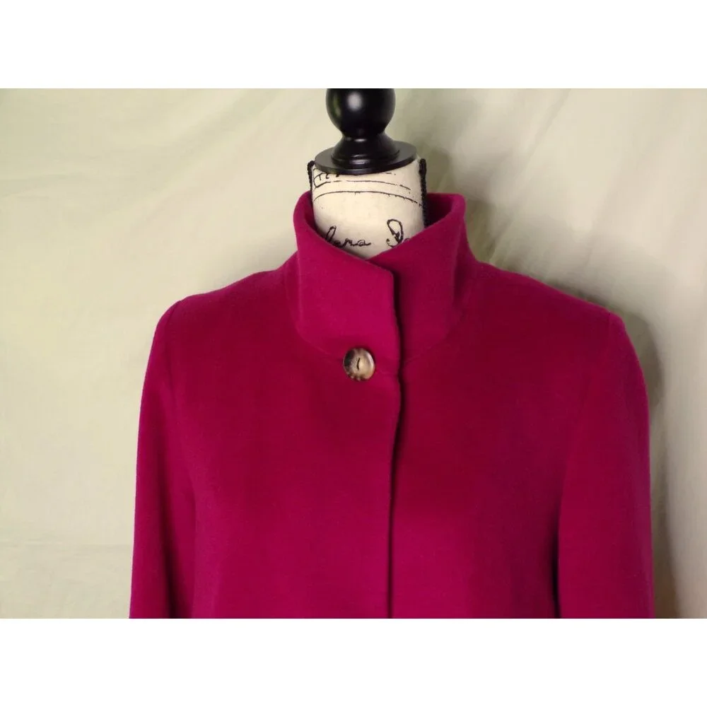 🆕FLEURETTE Wool Stand Collar Car Coat Currant 4 - Picture 6 of 12